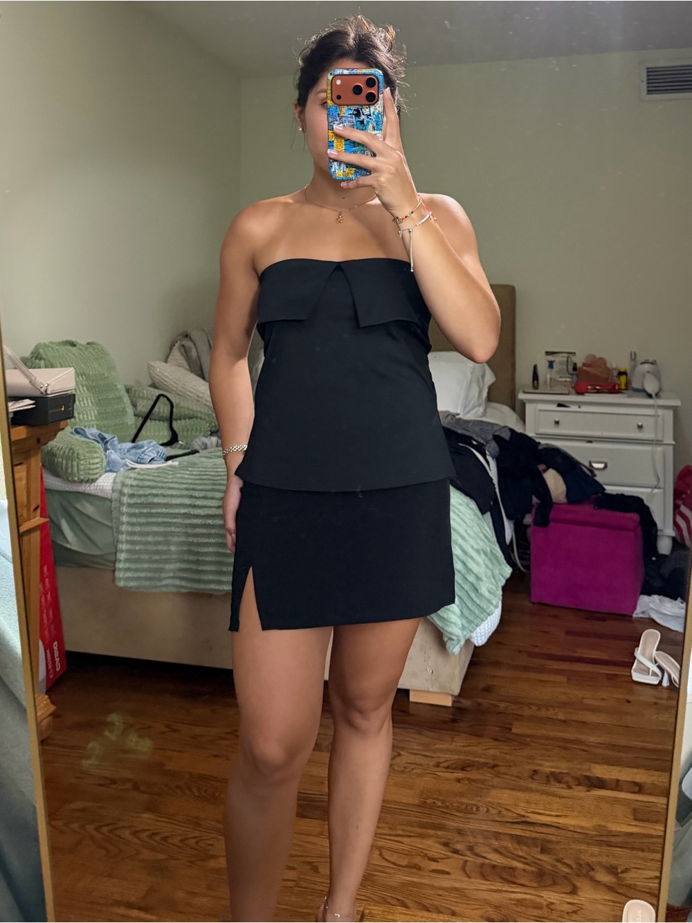 Strapless Black Top Front Slit